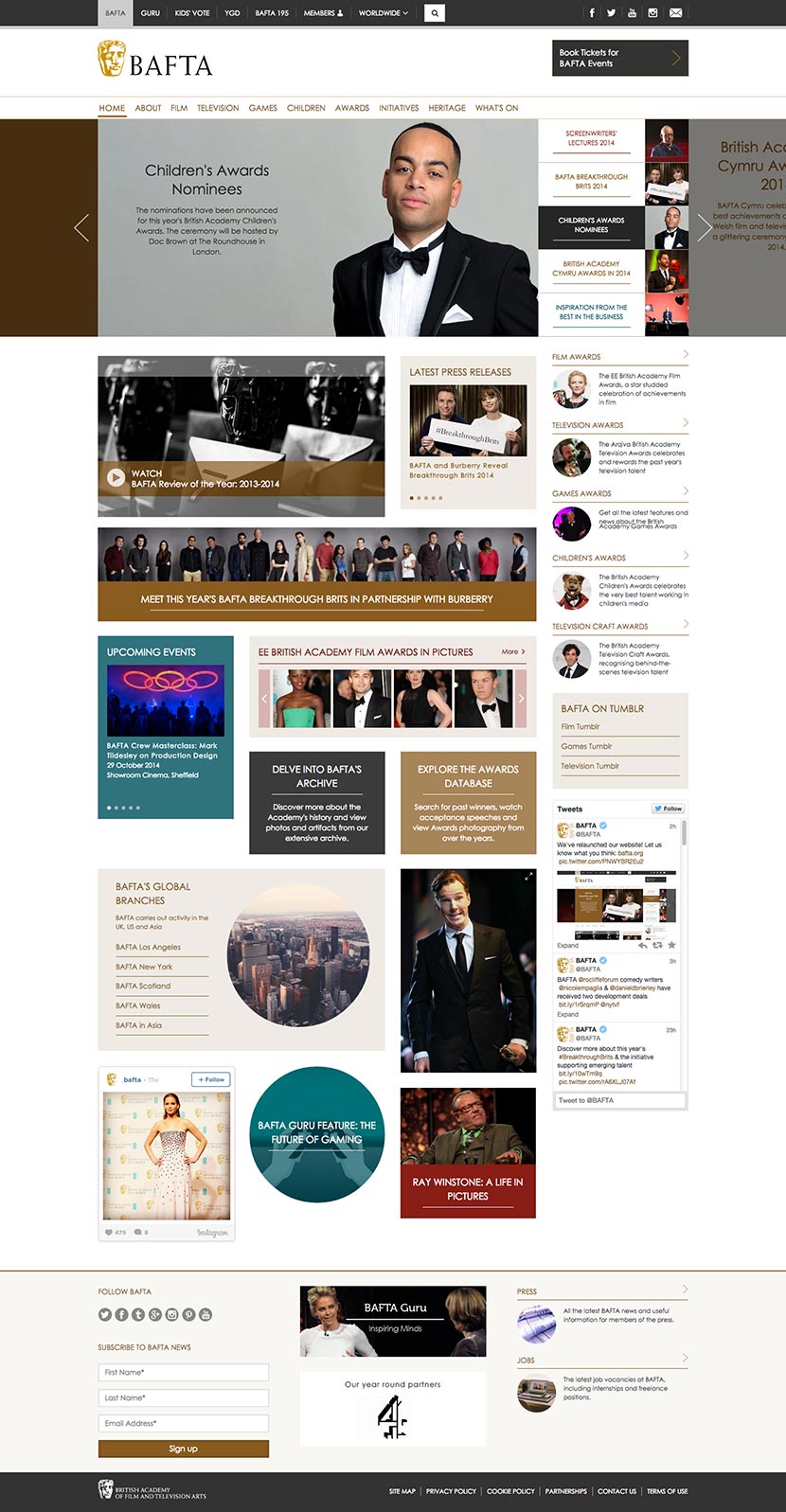 BAFTA homepage fullscreen